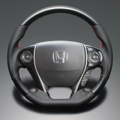 (カーボン調xレッドステッチ) 純正交換ガングリップステアリング オデッセイ RC系前期 H25/11-R2/9 LS262 4スポーク専用　ハイブリッド車可