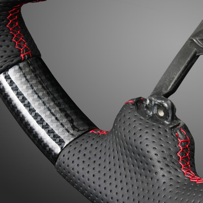 (カーボン調xレッドステッチ) 純正交換ガングリップステアリング オデッセイ RC系前期 H25/11-R2/9 LS262 4スポーク専用　ハイブリッド車可