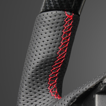 (カーボン調xレッドステッチ) 純正交換ガングリップステアリング オデッセイ RC系前期 H25/11-R2/9 LS262 4スポーク専用　ハイブリッド車可