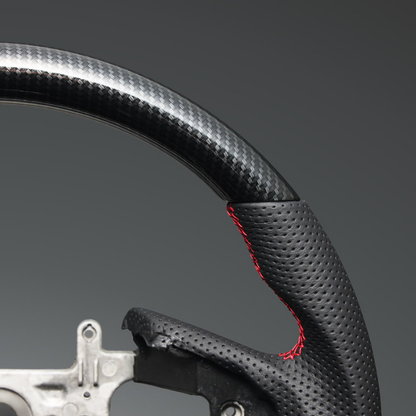 (カーボン調xレッドステッチ) 純正交換ガングリップステアリング オデッセイ RC系前期 H25/11-R2/9 LS262 4スポーク専用　ハイブリッド車可