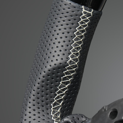 高品質の証ユーロステッチ採用 (ピアノブラックxシルバーステッチ) 純正交換ガングリップステアリング ヴェゼル RV系 R3/1- LS263