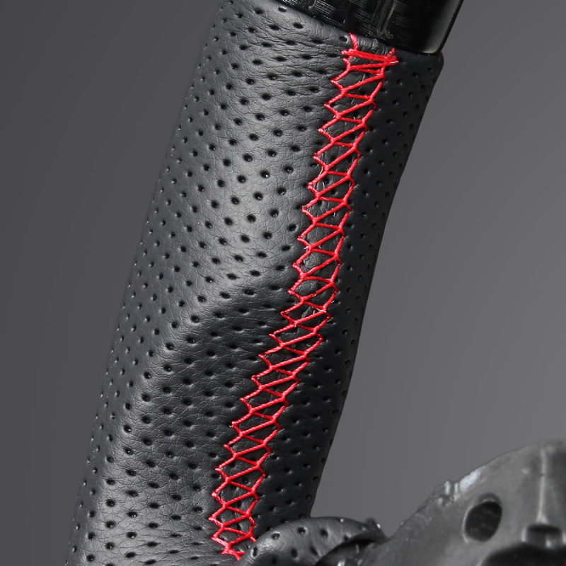 高品質の証ユーロステッチ採用 (カーボン調xレッドステッチ) 純正交換ガングリップステアリング ヴェゼル RV系 R3/1- LS264