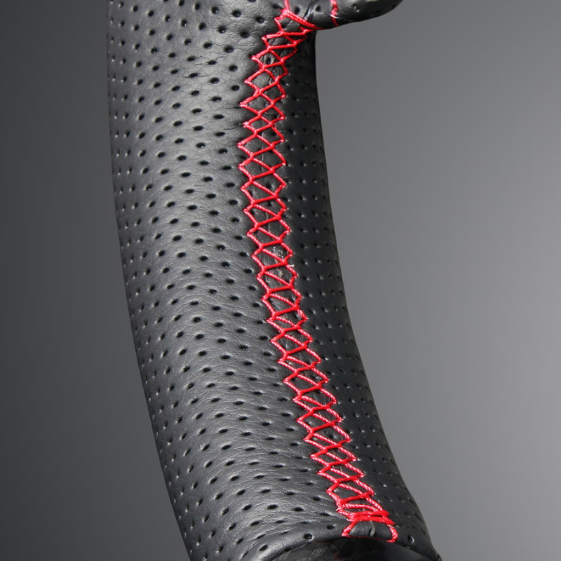 高品質の証ユーロステッチ採用 (カーボン調xレッドステッチ) 純正交換ガングリップステアリング ヴェゼル RV系 R3/1- LS264