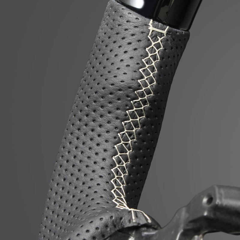 高品質の証ユーロステッチ採用 (ピアノブラックxシルバーステッチ) 純正交換ガングリップステアリング CR-V ZC8  R6/7- LS265