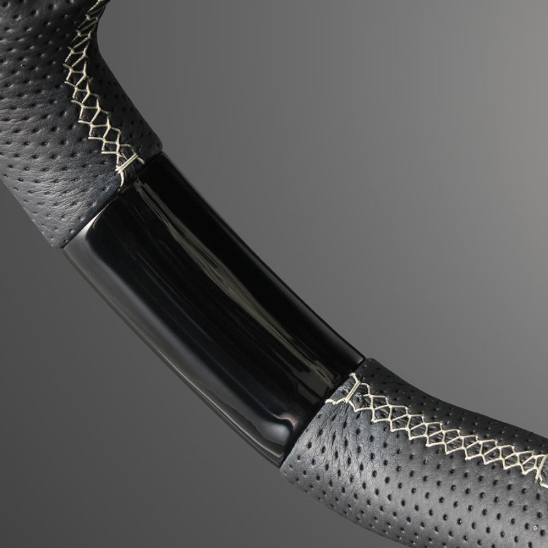 高品質の証ユーロステッチ採用 (ピアノブラックxシルバーステッチ) 純正交換ガングリップステアリング CR-V ZC8  R6/7- LS265