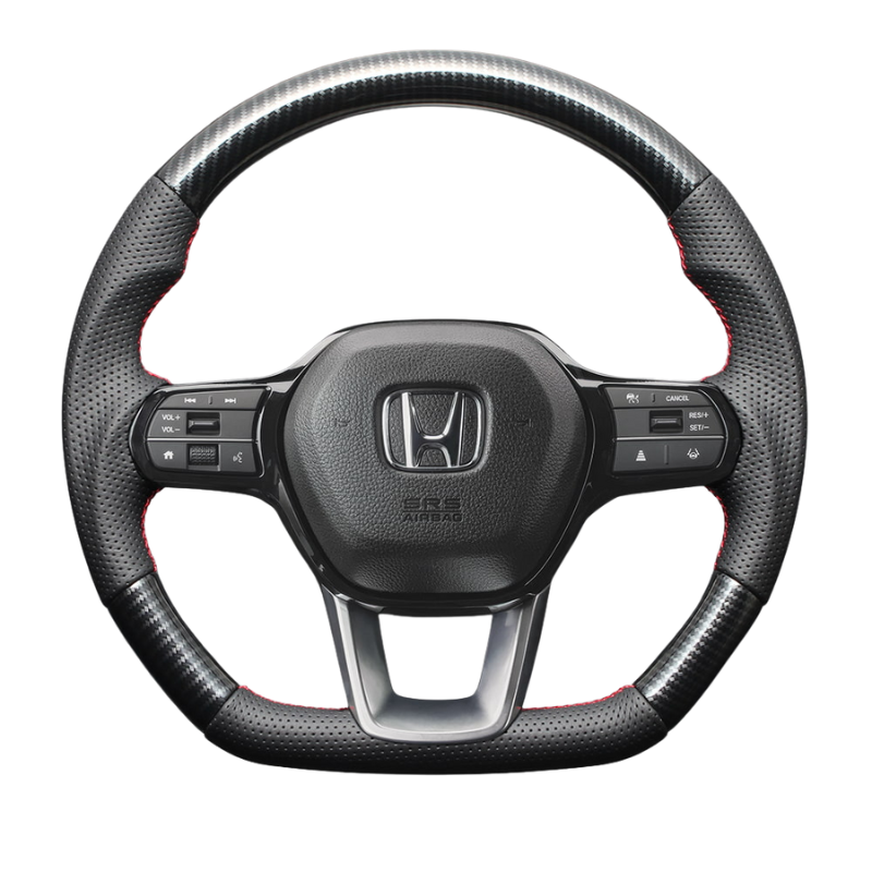 高品質の証ユーロステッチ採用 (カーボン調xレッドステッチ) 純正交換ガングリップステアリング CR-V ZC8  R6/7- LS266