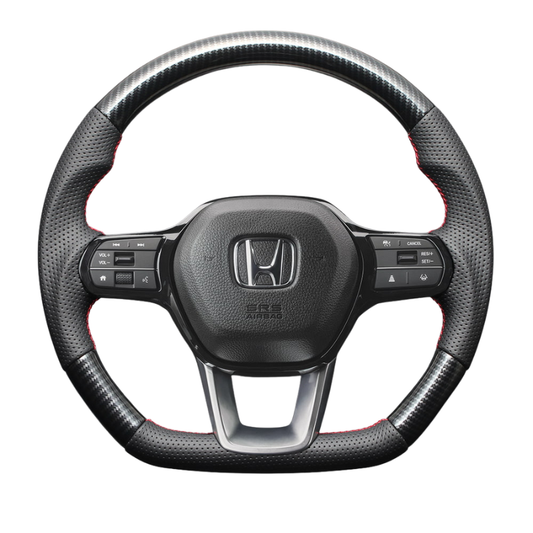 高品質の証ユーロステッチ採用 (カーボン調xレッドステッチ) 純正交換ガングリップステアリング CR-V ZC8  R6/7- LS266