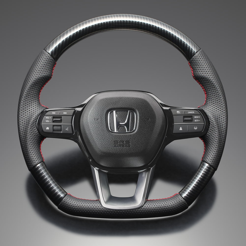 高品質の証ユーロステッチ採用 (カーボン調xレッドステッチ) 純正交換ガングリップステアリング CR-V ZC8  R6/7- LS266