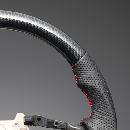 高品質の証ユーロステッチ採用 (カーボン調xレッドステッチ) 純正交換ガングリップステアリング CR-V ZC8  R6/7- LS266