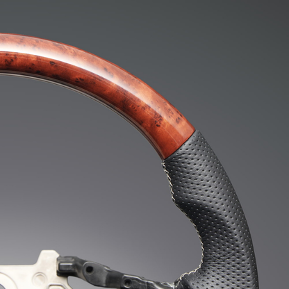 高品質の証ユーロステッチ採用 (茶木目 x シルバーステッチ) 純正交換ガングリップステアリング CR-V ZC8  R6/7- LS268