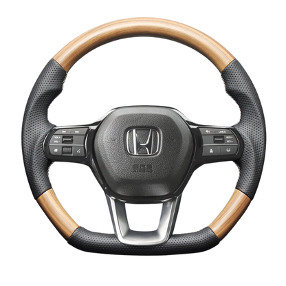 高品質の証ユーロステッチ採用 (マットアッシュブラウン x シルバーステッチ) 純正交換ガングリップステアリング CR-V ZC8  R6/7- LS269