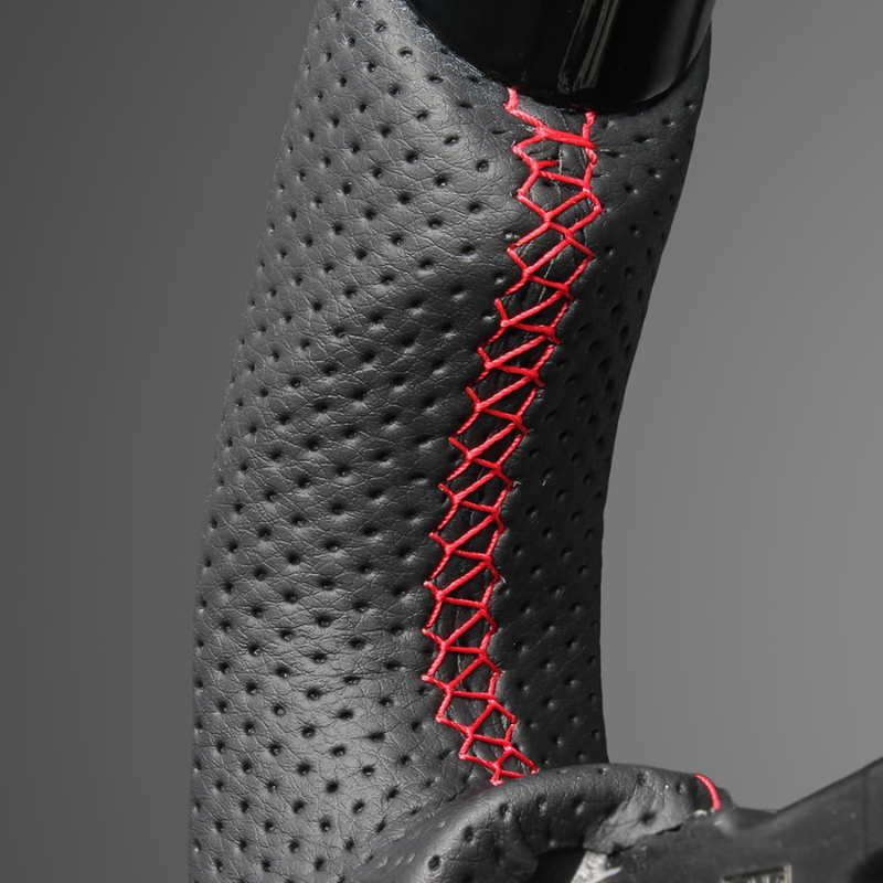 高品質の証ユーロステッチ採用 (ピアノブラックxレッドステッチ) 純正交換ガングリップステアリング アコード CY2 R6/3- LS272