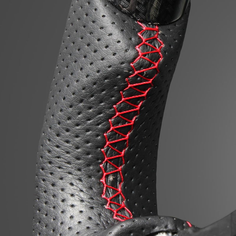 高品質の証ユーロステッチ採用 (カーボン調xレッドステッチ) 純正交換ガングリップステアリング アコード CY2 R6/3- LS273