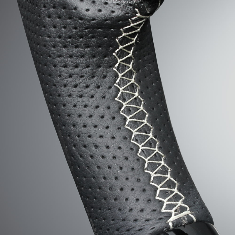 高品質の証ユーロステッチ採用 (ピアノブラックxシルバーステッチ) 純正交換ガングリップステアリング シビック FL1/4/5  R3/9- LS274