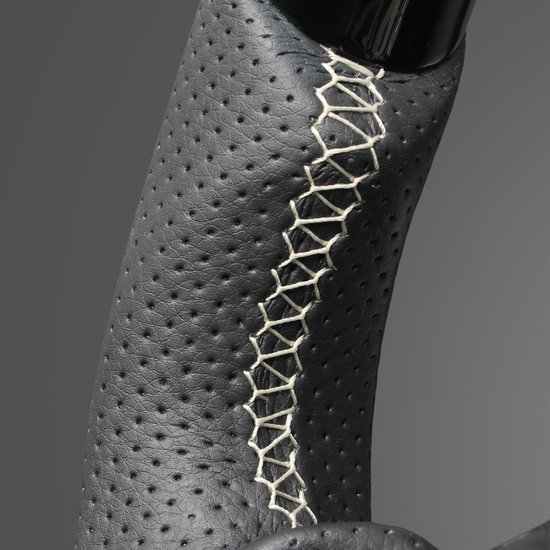 高品質の証ユーロステッチ採用 (ピアノブラックxシルバーステッチ) 純正交換ガングリップステアリング シビック FL1/4/5  R3/9- LS274