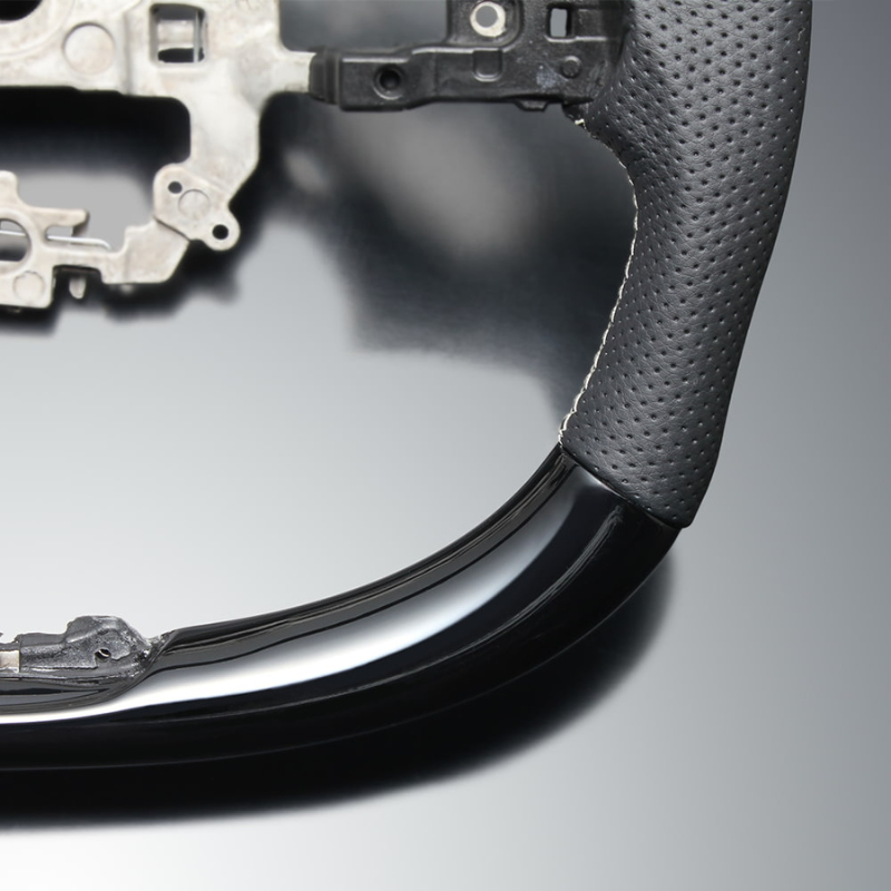 高品質の証ユーロステッチ採用 (ピアノブラックxシルバーステッチ) 純正交換ガングリップステアリング シビック FL1/4/5  R3/9- LS274