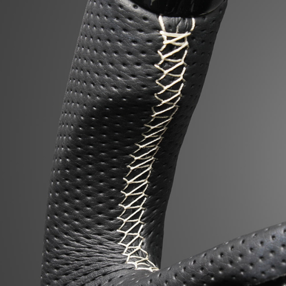 高品質の証ユーロステッチ採用 (ピアノブラックxシルバーステッチ) 純正交換ガングリップステアリング N-WGN(カスタム含む)  JH3/4 R1/8- LS277