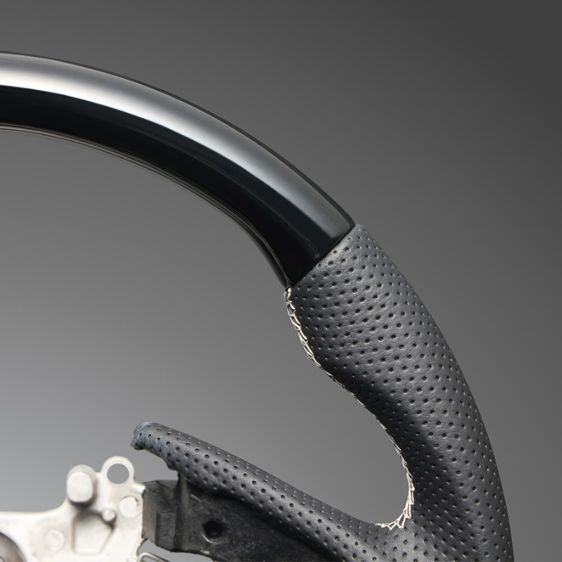 高品質の証ユーロステッチ採用 (ピアノブラックxシルバーステッチ) 純正交換ガングリップステアリング N-ONE JG3/4 R2/11- LS277