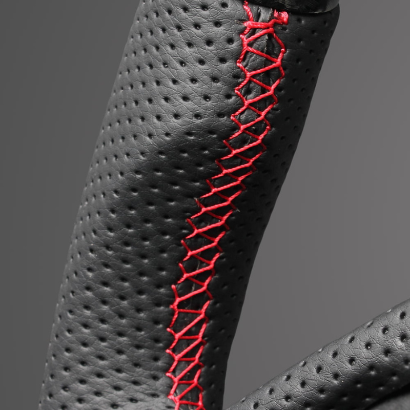 高品質の証ユーロステッチ採用 (カーボン調xレッドステッチ) 純正交換ガングリップステアリング N-WGN(カスタム含む)  JH3/4 R1/8- LS278