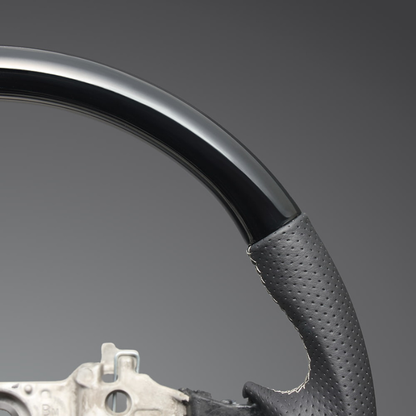 高品質の証ユーロステッチ採用 (ピアノブラックxシルバーステッチ) 純正交換ガングリップステアリング アルト HA37/97 R3/12- LS281