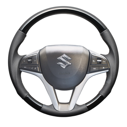 高品質の証ユーロステッチ採用 (ピアノブラックxシルバーステッチ) 純正交換ガングリップステアリング クロスビー MN71 H29/12-R7/9 LS281