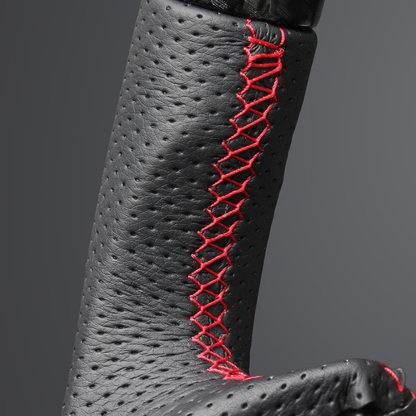 高品質の証ユーロステッチ採用 (カーボン調xレッドステッチ) 純正交換ガングリップステアリング ソリオ/バンディット MA46S/MA36S  R2/1- LS282