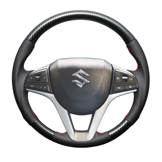 高品質の証ユーロステッチ採用 (カーボン調xレッドステッチ) 純正交換ガングリップステアリング クロスビー MN71 H29/12-R7/9 LS282