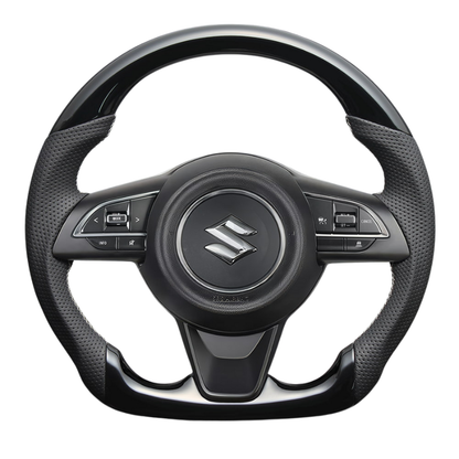 高品質の証ユーロステッチ採用 (ピアノブラックxシルバーステッチ) 純正交換ガングリップステアリング スイフト/スポーツ ZC/ZD系 H29/9- LS289