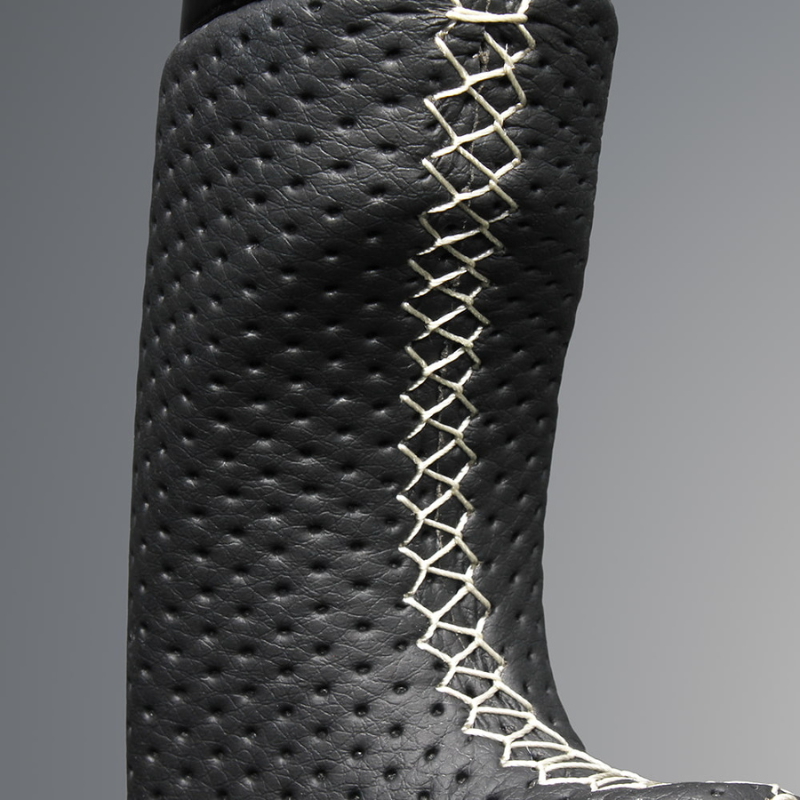 高品質の証ユーロステッチ採用 (ピアノブラックxシルバーステッチ) 純正交換ガングリップステアリング ムーヴキャンバス LA850系後期 R4/7- LS291