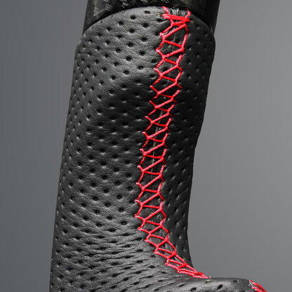 高品質の証ユーロステッチ採用 (カーボン調xレッドステッチ) 純正交換ガングリップステアリング タフト 900系 R2/6- LS292