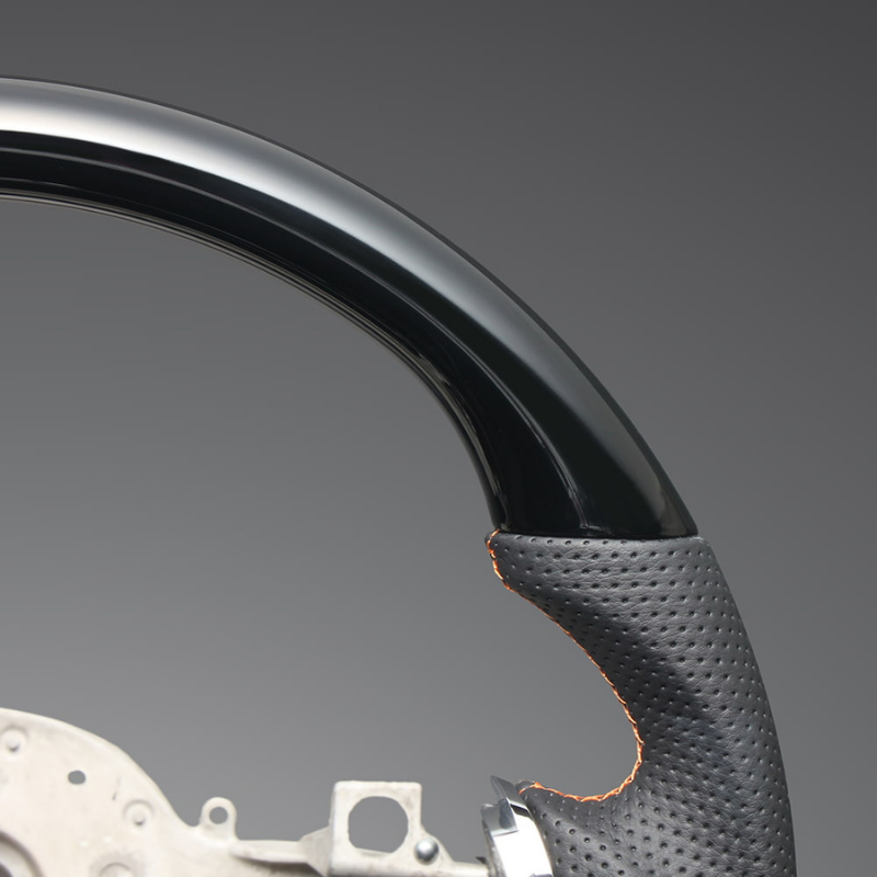 高品質の証ユーロステッチ採用 (ピアノブラックxオレンジステッチ) 純正交換ガングリップステアリング デリカD5 CV系 前期  H19/1-H30/12 LS295