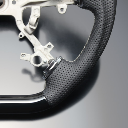 高品質の証ユーロステッチ採用 (ピアノブラックxシルバーステッチ) 純正交換ガングリップステアリング デリカD5 CV系 前期  H19/1-H30/12 LS297