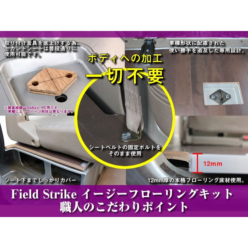 要形状確認【ダークブラウン】Field Strike フローリングキット エブリイバンDA64V PC/PA/PU