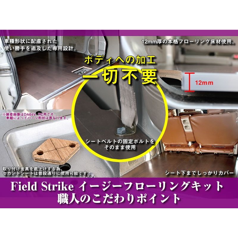 要形状確認【ナチュラル】Field Strike フローリングキット エブリイバンDA64V JOIN/JOINターボ