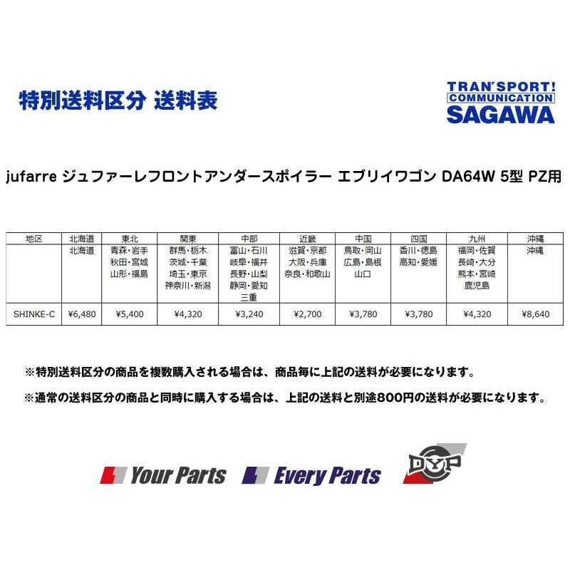 【ブルーイッシュブラックパールZJ3】jufarre ジュファーレフロントアンダースポイラー エブリイワゴン DA64W 5/6型 PZ系