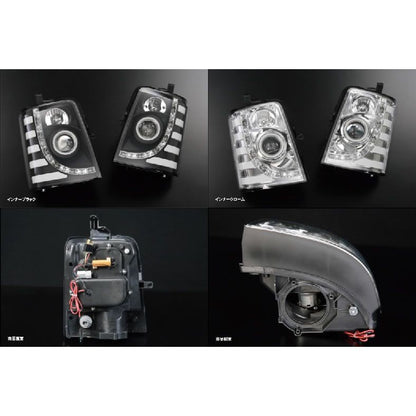 【インナークローム】REIZ ライツヘッドライトユニット 流星バージョン 純正ハロゲンバルブヘッドランプ装着車 エブリイ ワゴン バン DA64 系