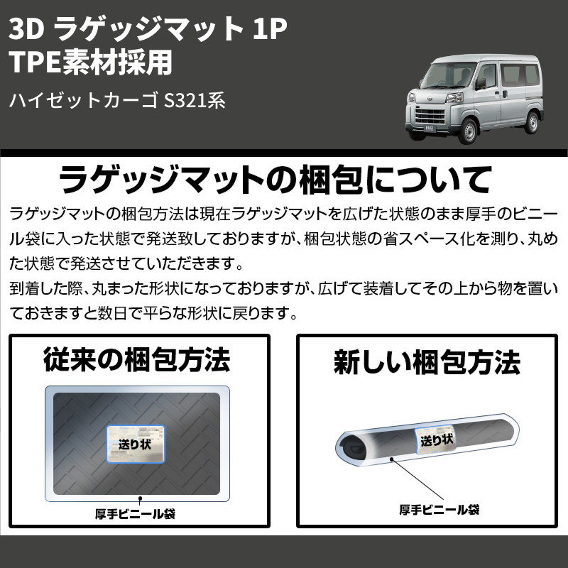 (TPE素材採用)  3D ラゲッジマット 1P ハイゼットカーゴ S321系