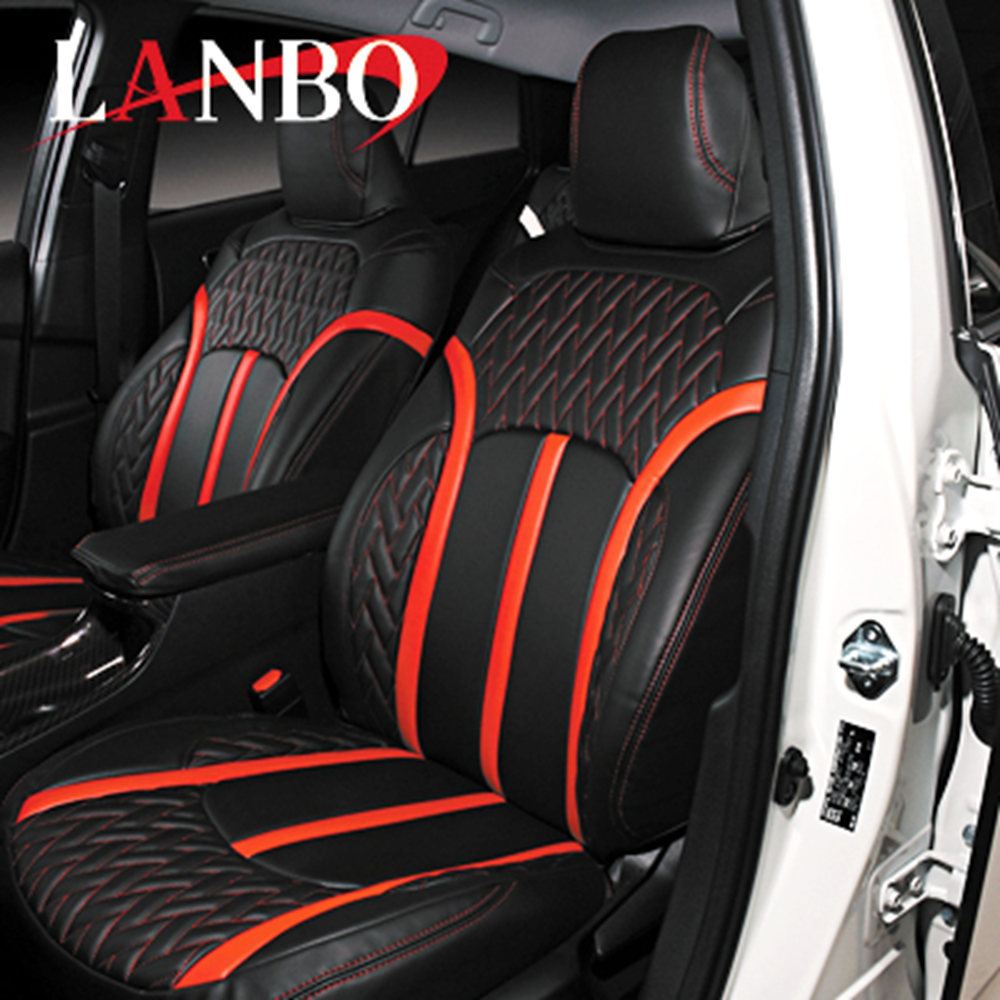 LANBO レザーシートカバー Type LUXE ハイエース200系1-4型 カラーブラック×レッド - 2