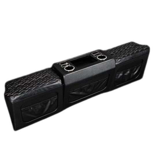 (ブラック×シルバーステッチ)  セカンドキャビネット TYPE LUXE ハイエース 200系 ワイド用 1-6型