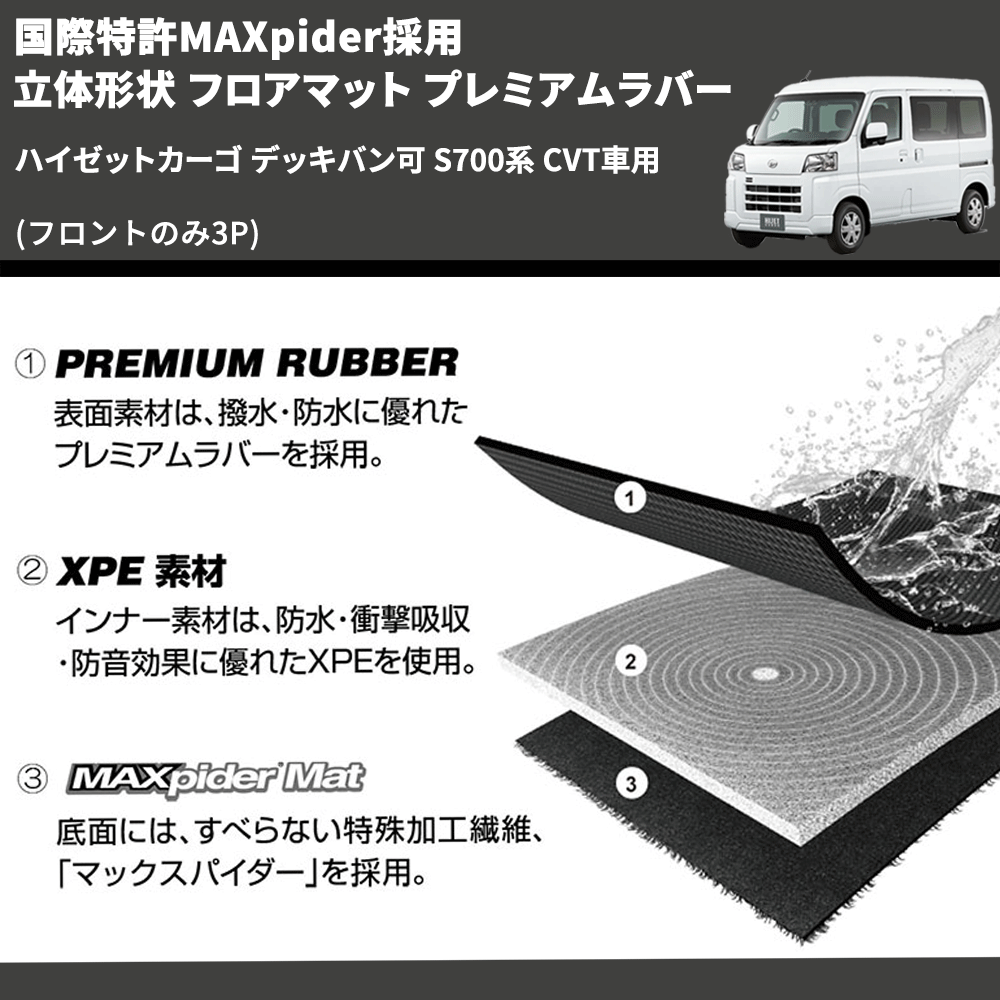 ハイゼットカーゴ デッキバン可 S700系 REIZ 立体形状 フロアマット