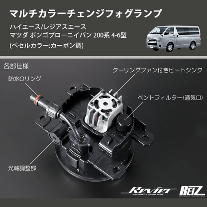 (べセルカラー:カーボン調)  マルチカラーチェンジフォグランプ ハイエース/レジアスエース マツダ ボンゴブローニイバン 200系 4-6型