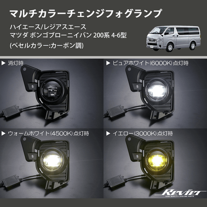 (べセルカラー:カーボン調)  マルチカラーチェンジフォグランプ ハイエース/レジアスエース マツダ ボンゴブローニイバン 200系 4-6型