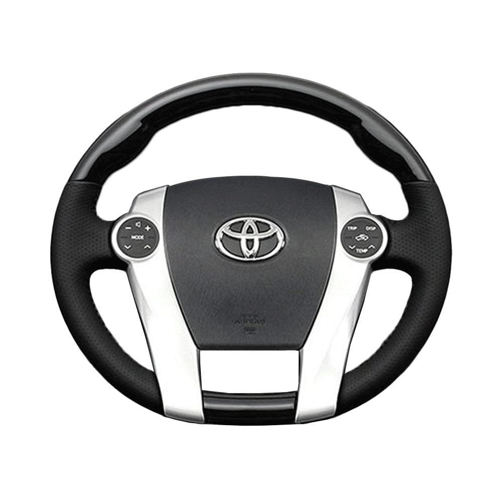 (ピアノブラック) 車種専用設計 高品質 ガングリップ ウッド×パンチング 本皮調 レザーステアリング アクア NHP10系