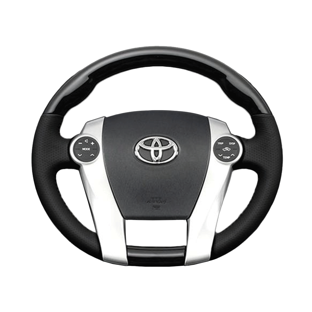 (黒木目) 車種専用設計 高品質 スタンダードグリップウッド×パンチング 本皮調 レザーステアリング アクア NHP10系