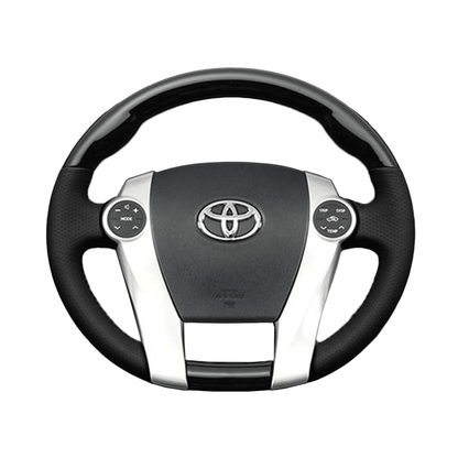 (黒木目) 車種専用設計 高品質 スタンダードグリップウッド×パンチング 本皮調 レザーステアリング アクア NHP10系