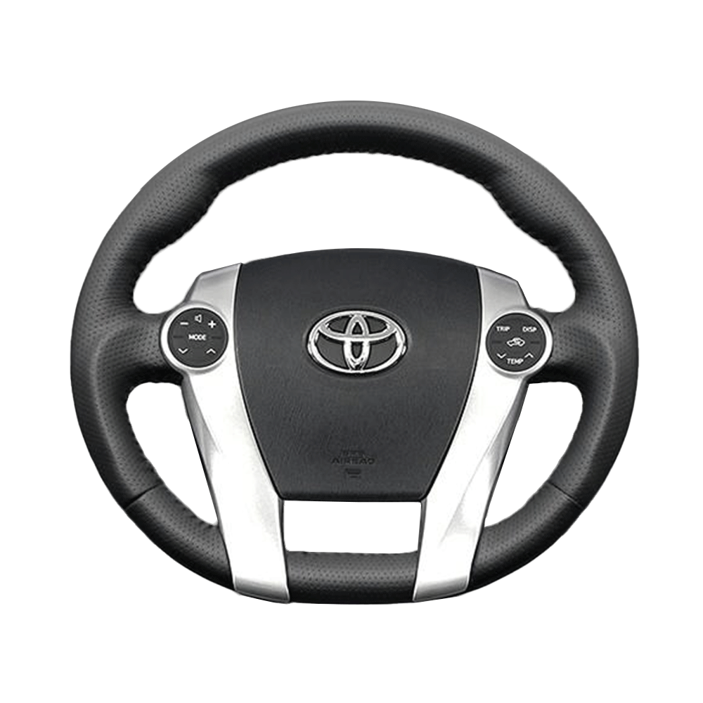 (オールレザー) 車種専用設計 高品質 ガングリップ ウッド×パンチング 本皮調 レザーステアリング アクア NHP10系