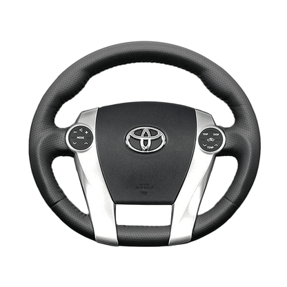 (オールレザー) 車種専用設計 高品質 ガングリップ ウッド×パンチング 本皮調 レザーステアリング アクア NHP10系