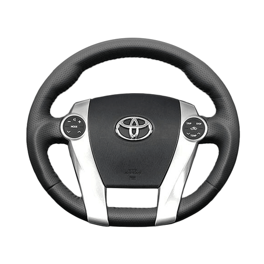 (オールレザー) 車種専用設計 高品質 ガングリップ ウッド×パンチング 本皮調 レザーステアリング アクア NHP10系