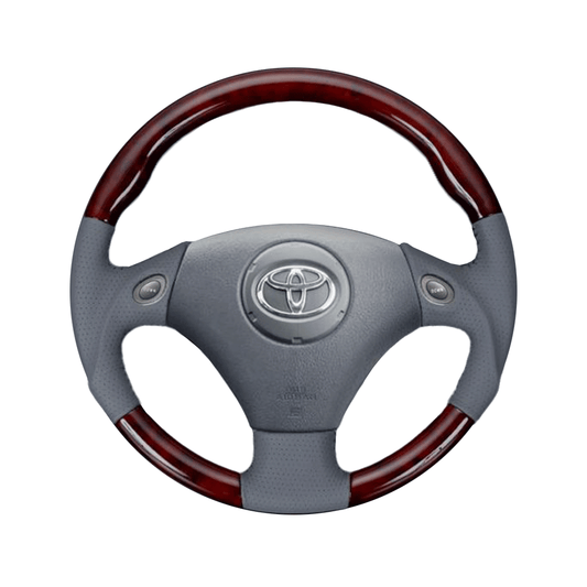 (ミディアムブラウン×グレー) 車種専用設計 高品質 ガングリップ ウッド本革・本杢ステアリング アリスト 160系 後期