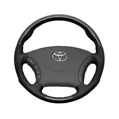 (マホガニー×ダークグレー) 車種専用設計 高品質 ガングリップ ウッド×パンチング 本皮調 レザーステアリング アルファード 10系